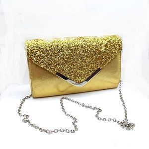 Gold Metallic Mesh Chain Clutch Purse Bag